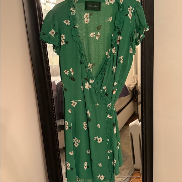 Reformation Green Floral Wrap Dress - Picture 5 of 6